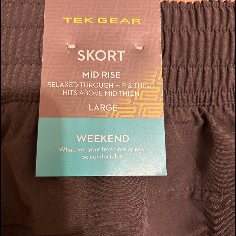 NWT Tek Gear grey swim skort w/zippered side pockets & elastic waist L bonus top - Picture 8 of 16